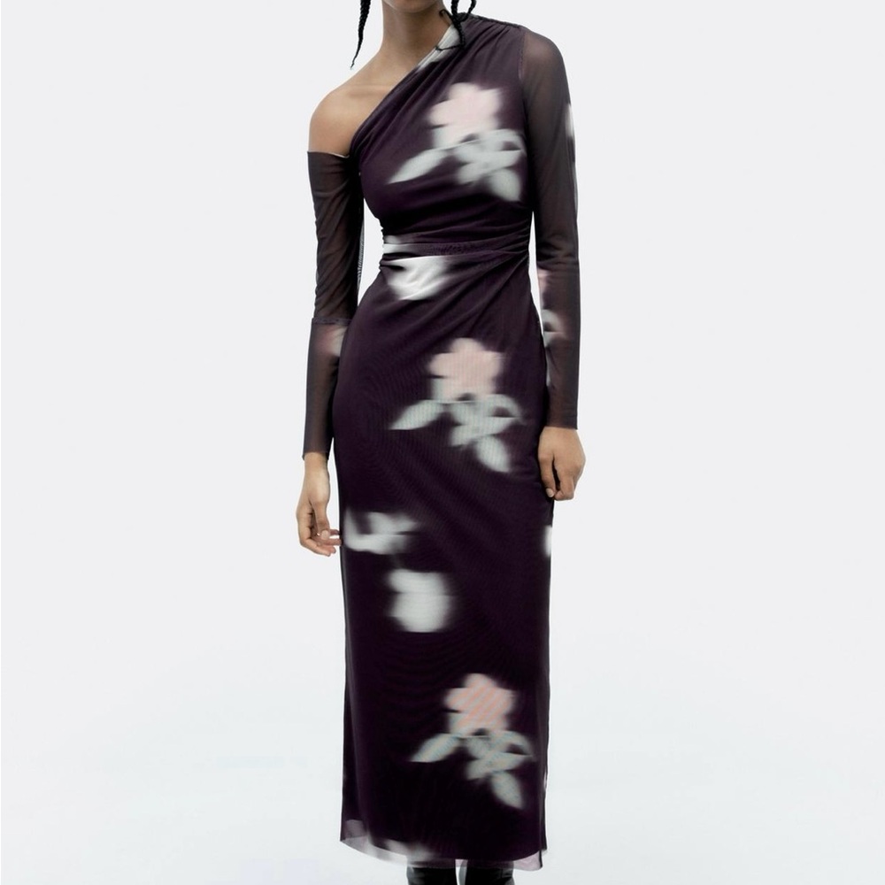 ZARA Printed Tulle  dress Medium pink/lilac
